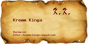 Kremm Kinga névjegykártya